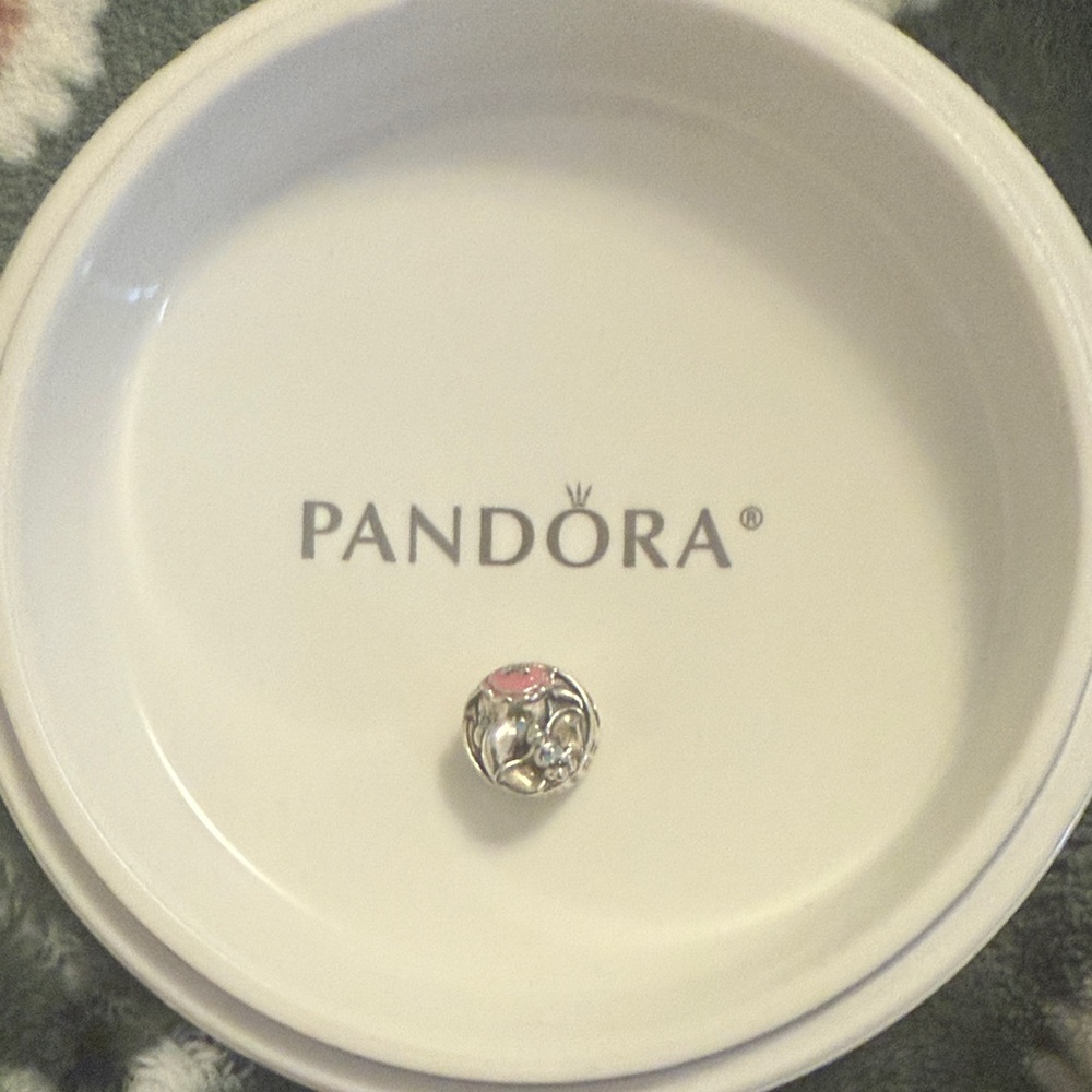 Pandora Silver Charm with Pink Detail